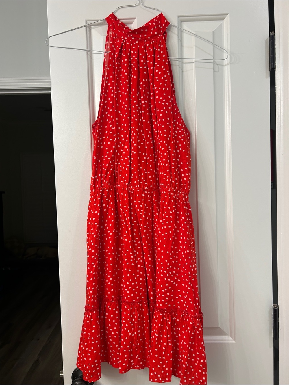 Red Halter Polka Dot Halter Dress - Women's Summer Dress